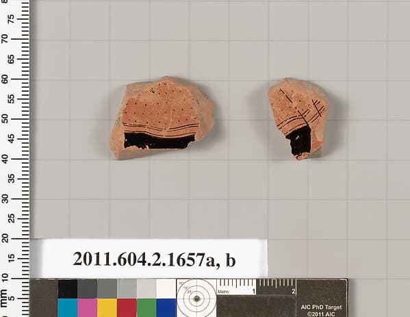 Terracotta fragments of a skyphos (deep drinking cup)