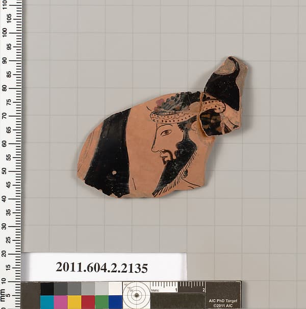 Terracotta fragment of a pot, by Myson