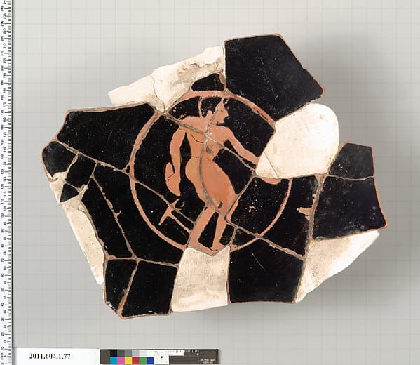 Terracotta fragments of a kylix (drinking cup), by Epeleios Painter