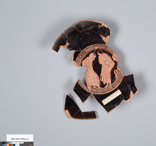 Terracotta fragments of a kylix (drinking cup), by Painter of Brussels R 330