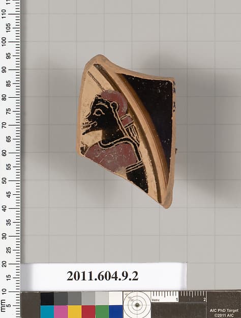 Terracotta fragment of a kylix (drinking cup), by Rider Painter