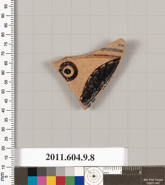 Terracotta fragment of a kylix (drinking cup), by Rider Painter