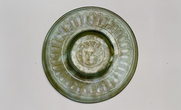 Glass plate with head of Medusa