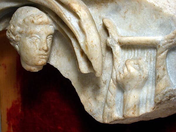 Marble sarcophagus fragment of "The Judgement of Paris"