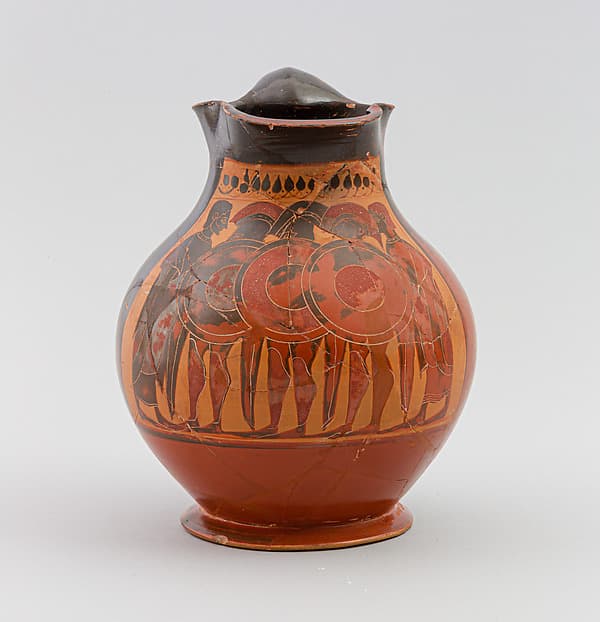 Terracotta oinochoe: chous (jug), by Amasis Painter