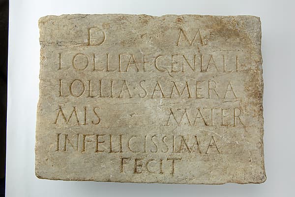 Marble plaque with funerary inscription