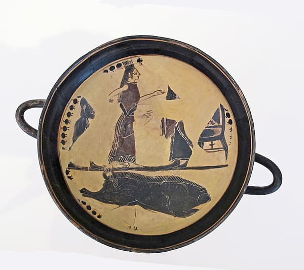 Terracotta kylix (drinking cup), by Boreads Painter