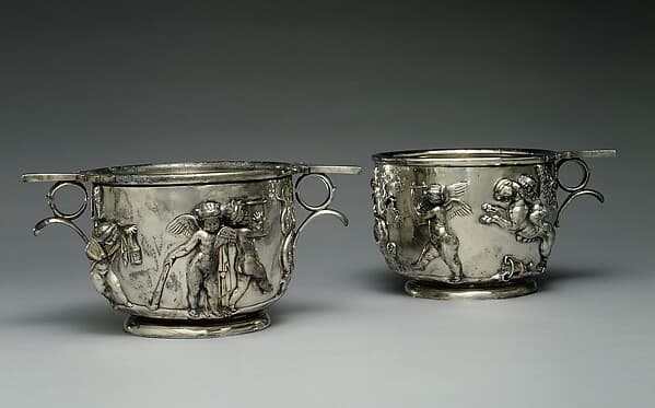 Pair of silver scyphi (cups) with relief decoration