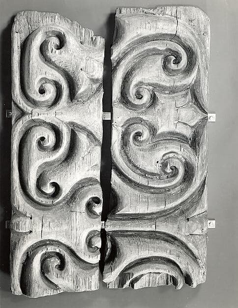 Panel Carved in the "Beveled Style" with Remains of Later Polychromy