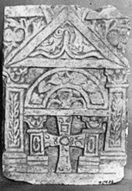 Funerary Stele with Cross at Center in Architectural Frame