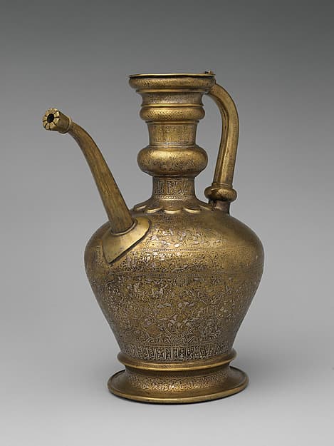 Ewer with Inscription, Horsemen, and Vegetal Decoration, by `Umar ibn al-Hajji Jaldak