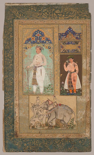 Composite Album Page with Standing Figure of Jahangir