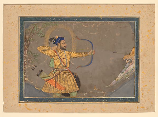 Sultan ‘Ali ‘Adil Shah II Slays a Tiger, by Bombay Painter