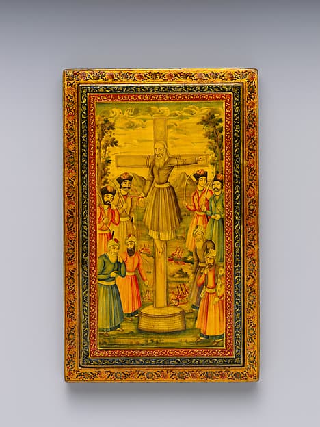 Mirror Case Depicting Crucifixion Scene, by Muhammad Isma'il Isfahani