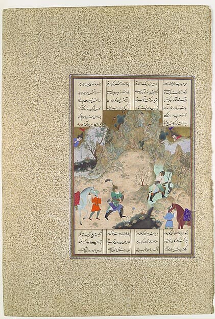 "The Final Joust of the Rooks: Gudarz Versus Piran", Folio 346r from the Shahnama (Book of Kings) of Shah Tahmasp, by Abu'l Qasim Firdausi
