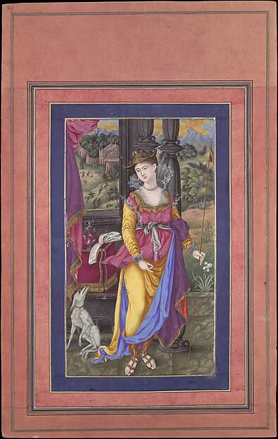 "Diana, Goddess of the Hunt", Folio from the Davis Album, by 'Ali Quli Jabbadar