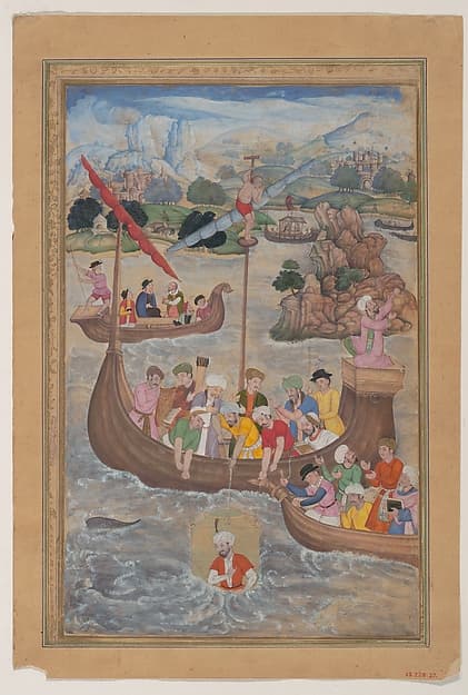 "Alexander is Lowered into the Sea", Folio from a Khamsa (Quintet) of Amir Khusrau Dihlavi, by Amir Khusrau Dihlavi