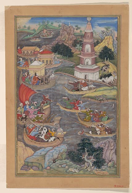"Alexander Fights a Sea Battle", Folio from a Khamsa (Quintet) of Amir Khusrau Dihlavi, by Amir Khusrau Dihlavi