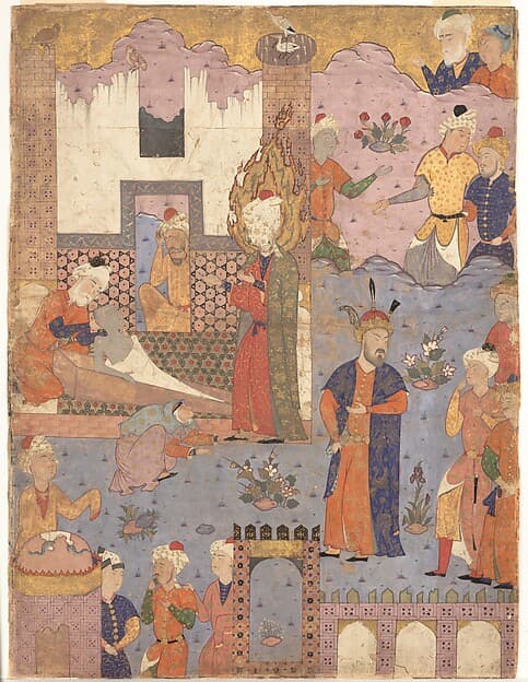 "Muhammad Revives the Sick Boy", Folio from a Falnama (Book of Omens) of Ja'far al-Sadiq