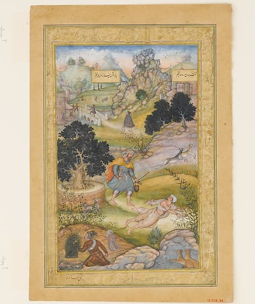 "A Muslim Pilgrim Learns a Lesson in Piety from a Brahman", Folio from a Khamsa (Quintet) of Amir Khusrau Dihlavi, by Amir Khusrau Dihlavi