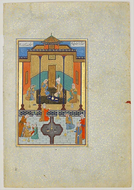"Bahram Gur in the Sandal Palace on Thursday", Folio 230 from a Khamsa (Quintet) of Nizami of Ganja, by Nizami