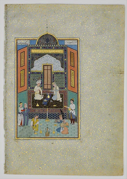 "Bahram Gur in the White Palace on Friday", Folio 235 from a Khamsa (Quintet) of Nizami of Ganja, by Nizami