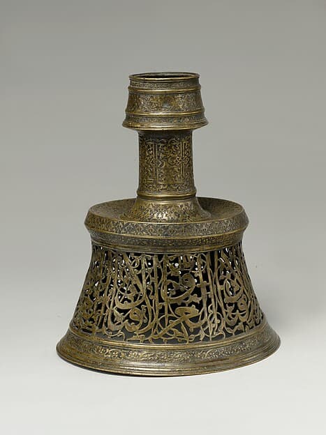 Candlestick inscribed with Wishes for Good Fortune, Peace, and Happiness to its Owner