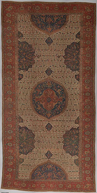 Ushak Medallion Carpet on White Ground