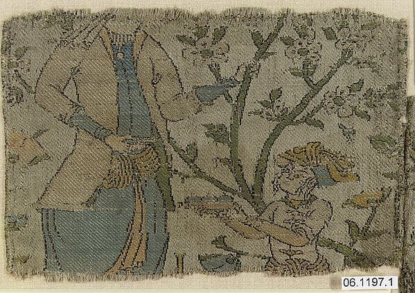 Textile Fragment Depicting Figures in a Landscape