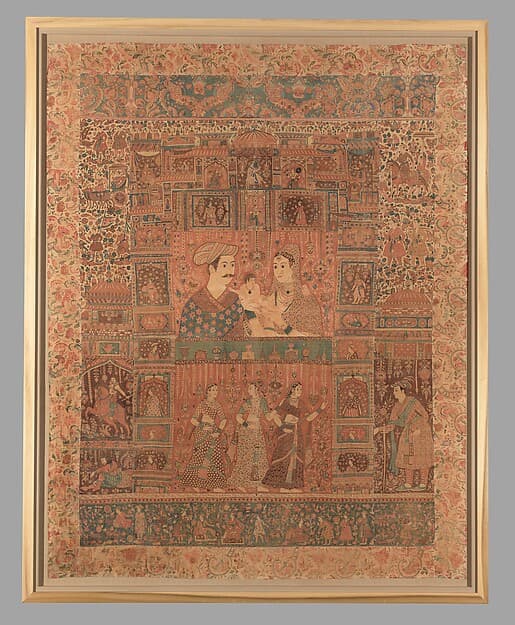 Kalamkari Hanging with Figures in an Architectural Setting