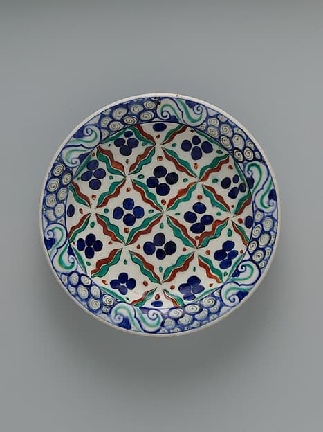 Dish with 'Cintamani' and Tiger-stripe Pattern
