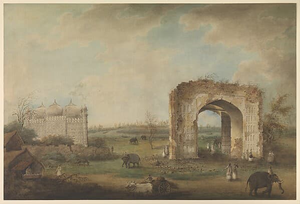 View of a Mosque and Gateway at Motijhil, by Sita Ram