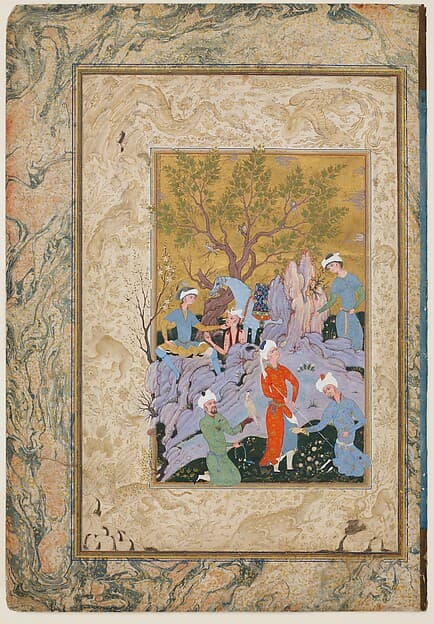 Princely Hawking Party, by Mirza 'Ali