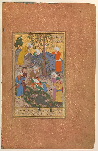 "Shaikh San'an and the Christian Maiden", Folio 22v from a Mantiq al-Tayr (Language of the Birds), by Farid al-Din `Attar