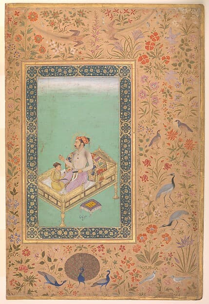 "The Emperor Shah Jahan with his Son Dara Shikoh", Folio from the Shah Jahan Album, by Nanha