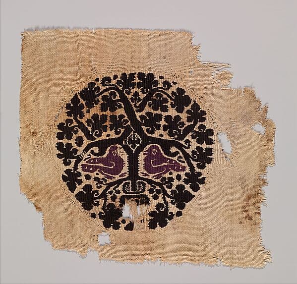 Orbiculus (Roundel) with Grapevine Inhabited by Two Purple Birds Emerging from a Pot