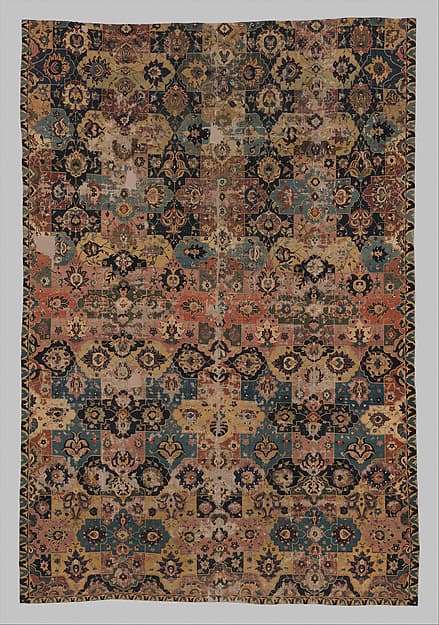 Vase-technique Carpet with Overlapping Cartouches
