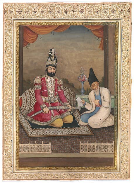 Portrait of Muhammad Shah Qajar and his Vizier Haj Mirza Aghasi