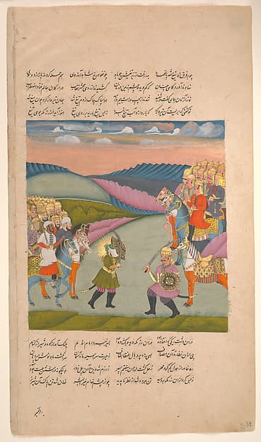"Ali and Omar on the Battlefield," Folio from a Hamla-yi Haidari (Attack of the Lion), by Muhammad Rafi Khan