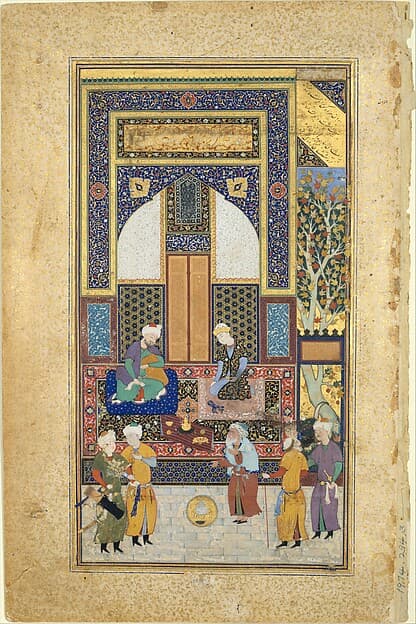 "Interior Reception", Folio 36r from a Bustan of Sa`di, by Shaikh Zada