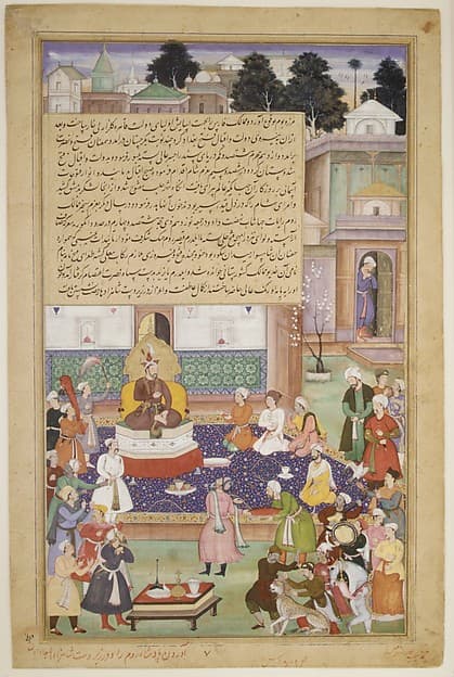"Sultan Bayazid before Timur", Folio from an Akbarnama (History of Akbar), by Dharam Das
