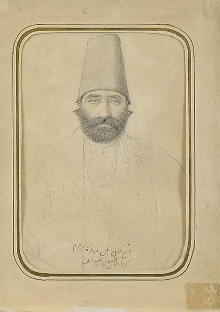 Portrait of Farrukh Khan Amin al-Dawla Kashi, by Abu`l Hasan Ghaffari, known as Sani' al-Mulk
