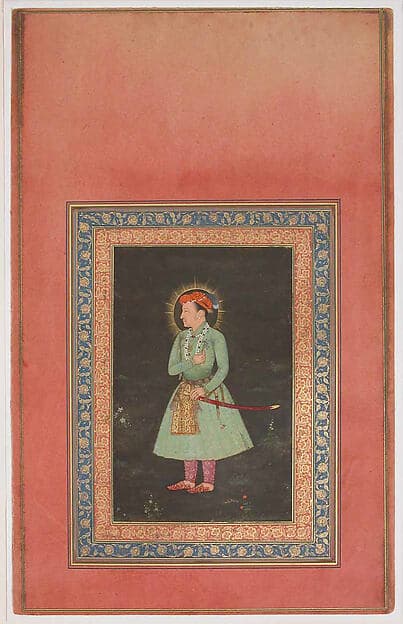"Portrait of Jahangir Holding Flower", Folio from the Davis Album