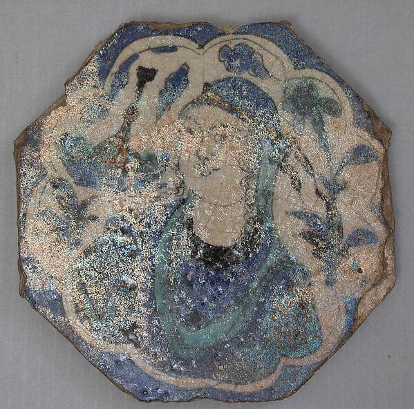 Octagonal Shaped Tile with a Woman Bust in "Kubachi" Style