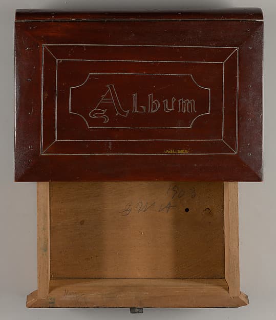 Box in book form with drawer, Album
