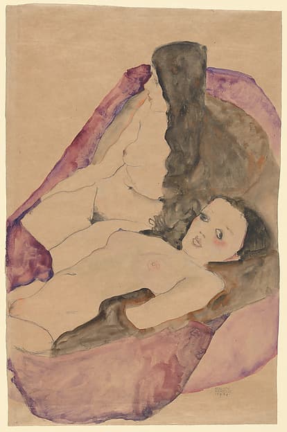Two Reclining Nudes, by Egon Schiele