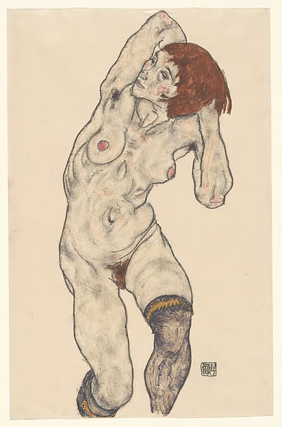 Nude in Black Stockings, by Egon Schiele
