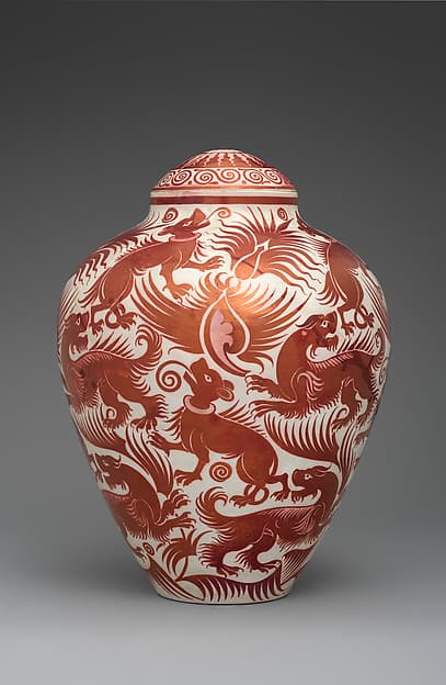 Vase with cover, by William De Morgan