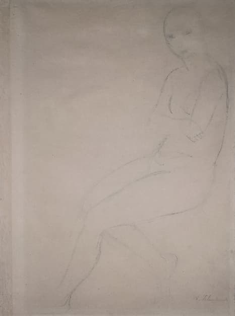 Seated Nude Model, Facing Left, by Wilhelm Lehmbruck
