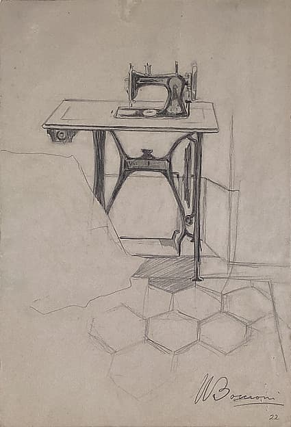 Study for "The Story of a Seamstress": Sewing Machine, by Umberto Boccioni